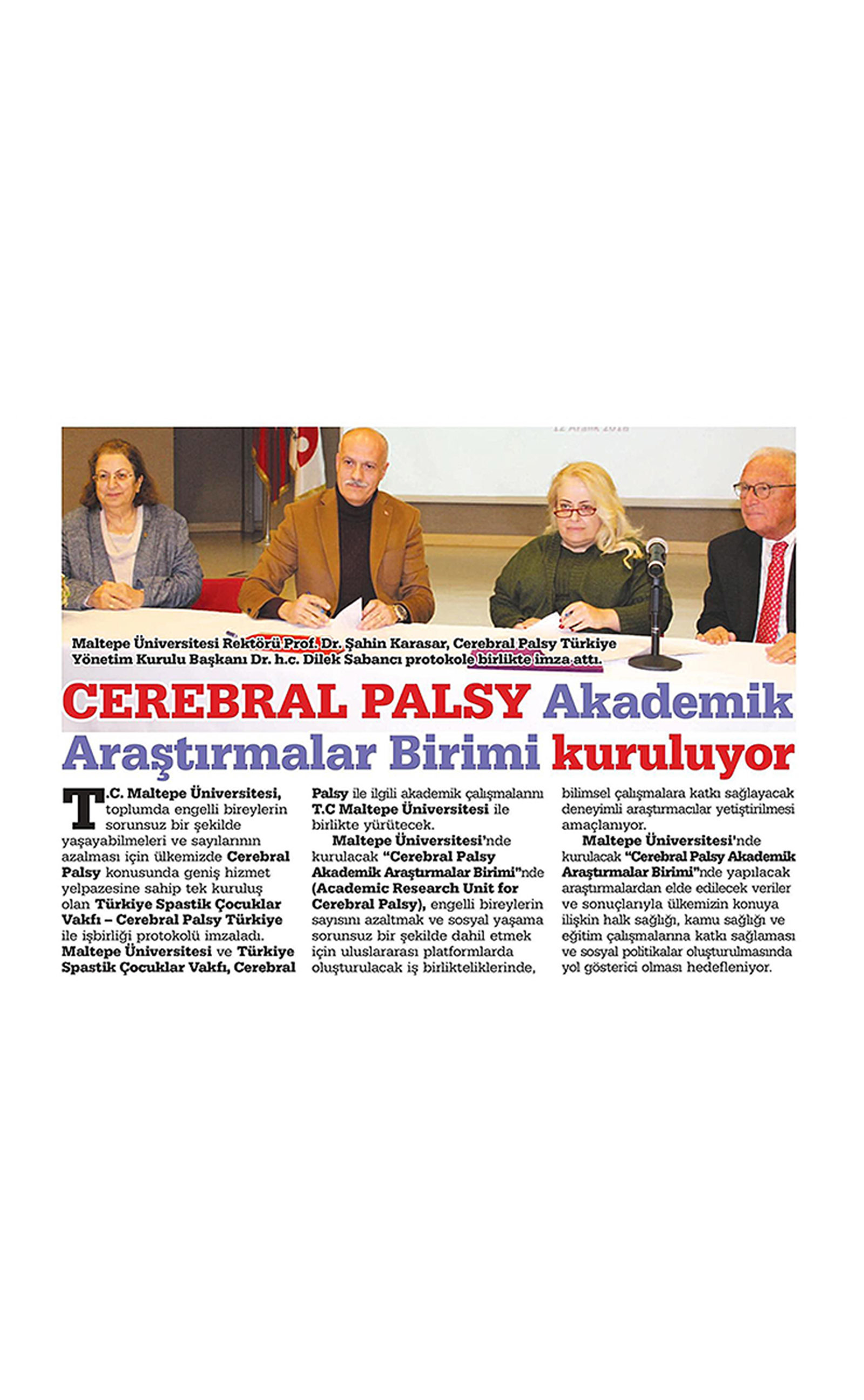 CEREBRAL PALSY Academic Research Unit is being established
